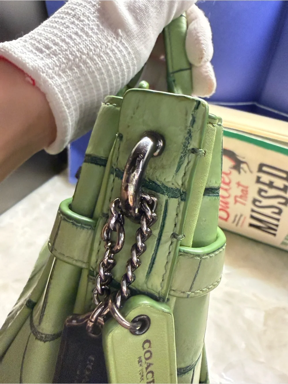 Coach Swagger 21 Exotic Green Croc-Embossed Structured Top-Handle Satchel
